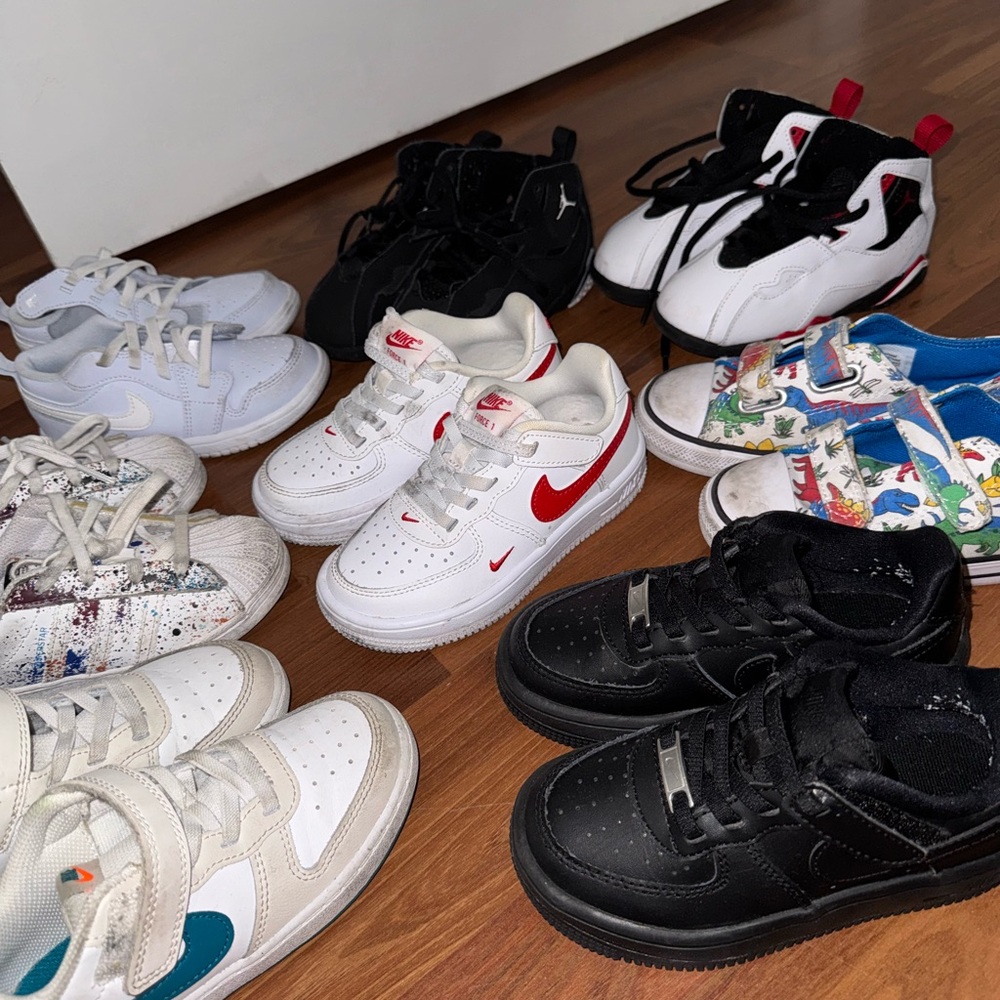 Nike Red and White Air Force 1 Sneakers